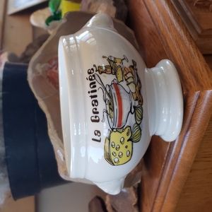 Porcelain France Lion Head Footed Soup Bowl French Porcelain EUC 4.25x4.…